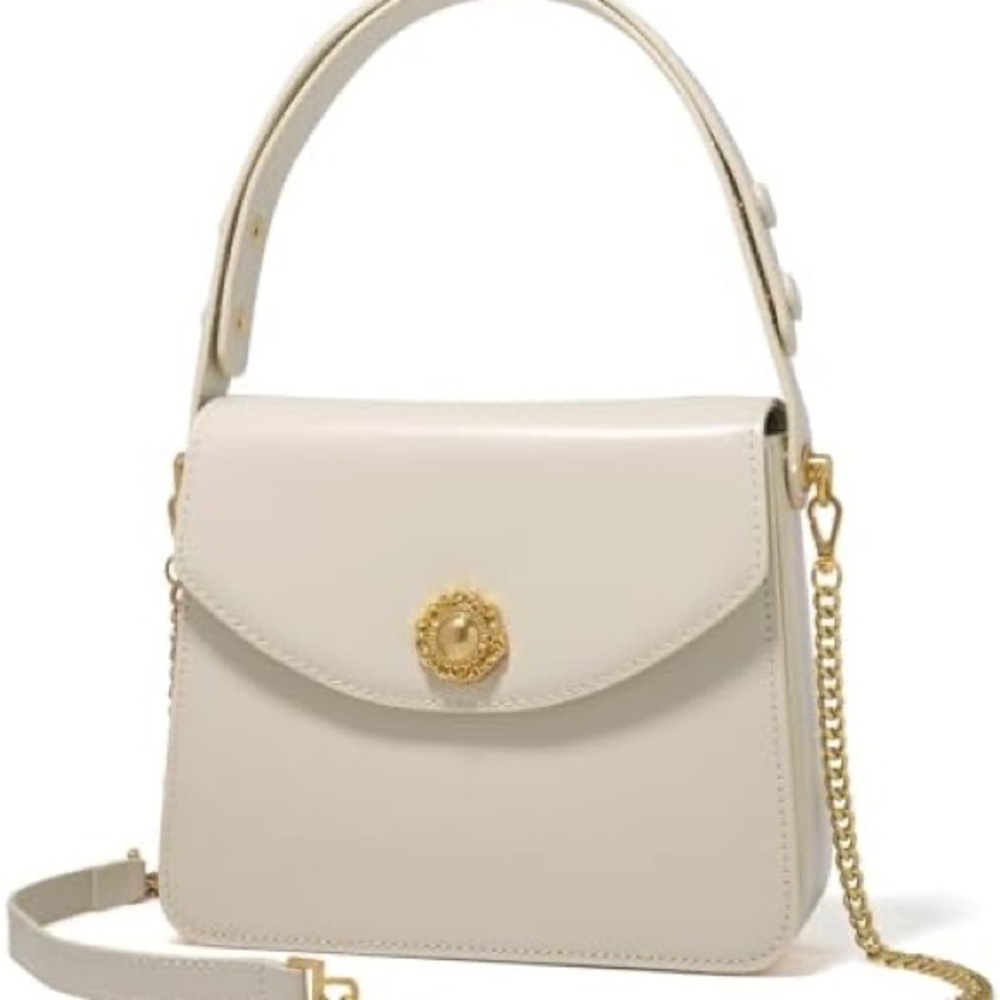 Elegant Cream Handbag LA FESTIN Leather Top Handle Satchel Purse